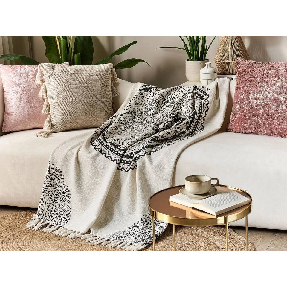 Beliani Plaid BERHAMPORE - Beige Katoen Beliani Plaid BERHAMPORE - Beige Katoen -Beliani 0a651273050c4915a59c111403ea98ba