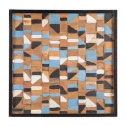 Beliani Wanddecoratie PUEBLA - Multicolor Teakhout