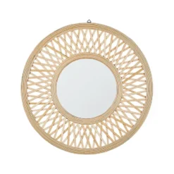 Beliani Wandspiegel BACATA - Lichte Houtkleur Bamboehout