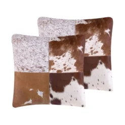 Beliani Sierkussen MARADY - Bruin Leer, Katoen