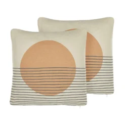 Beliani Sierkussen MOONFLOWER - Beige Polyester, Katoen