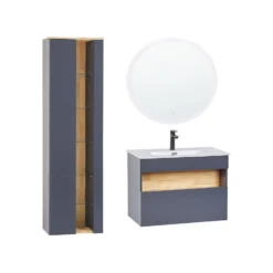 Beliani Badkamerkast Met Spiegel FIGUERES - Grijs Mdf