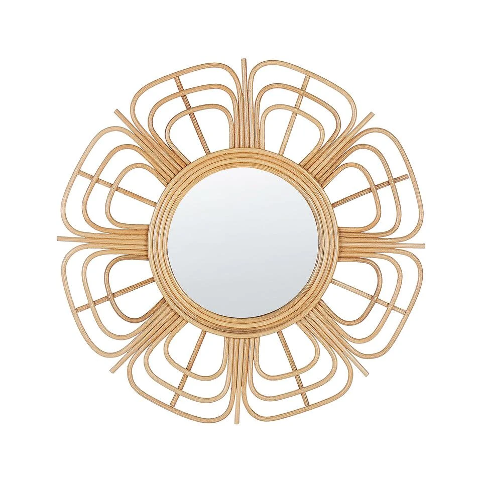 Beliani Wandspiegel PASAKU - Beige Rotan Beliani Wandspiegel PASAKU - Beige Rotan -Beliani 1000057092