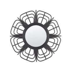 Beliani Wandspiegel PASAKU - Zwart Rotan