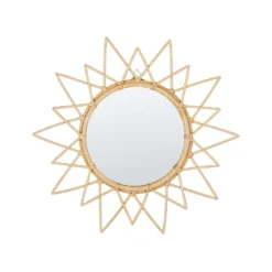 Beliani Wandspiegel AROEK - Beige Rotan, Glas