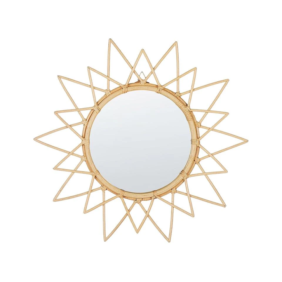 Beliani Wandspiegel AROEK - Beige Rotan, Glas Beliani Wandspiegel AROEK - Beige Rotan, Glas -Beliani 1000057100