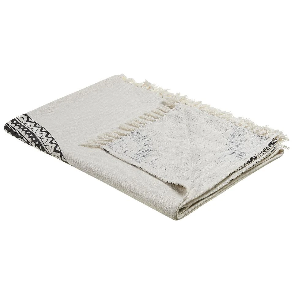 Beliani Plaid BERHAMPORE - Beige Katoen Beliani Plaid BERHAMPORE - Beige Katoen -Beliani 1000065172