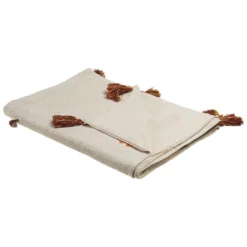 Beliani Plaid KHANDWA - Beige Katoen