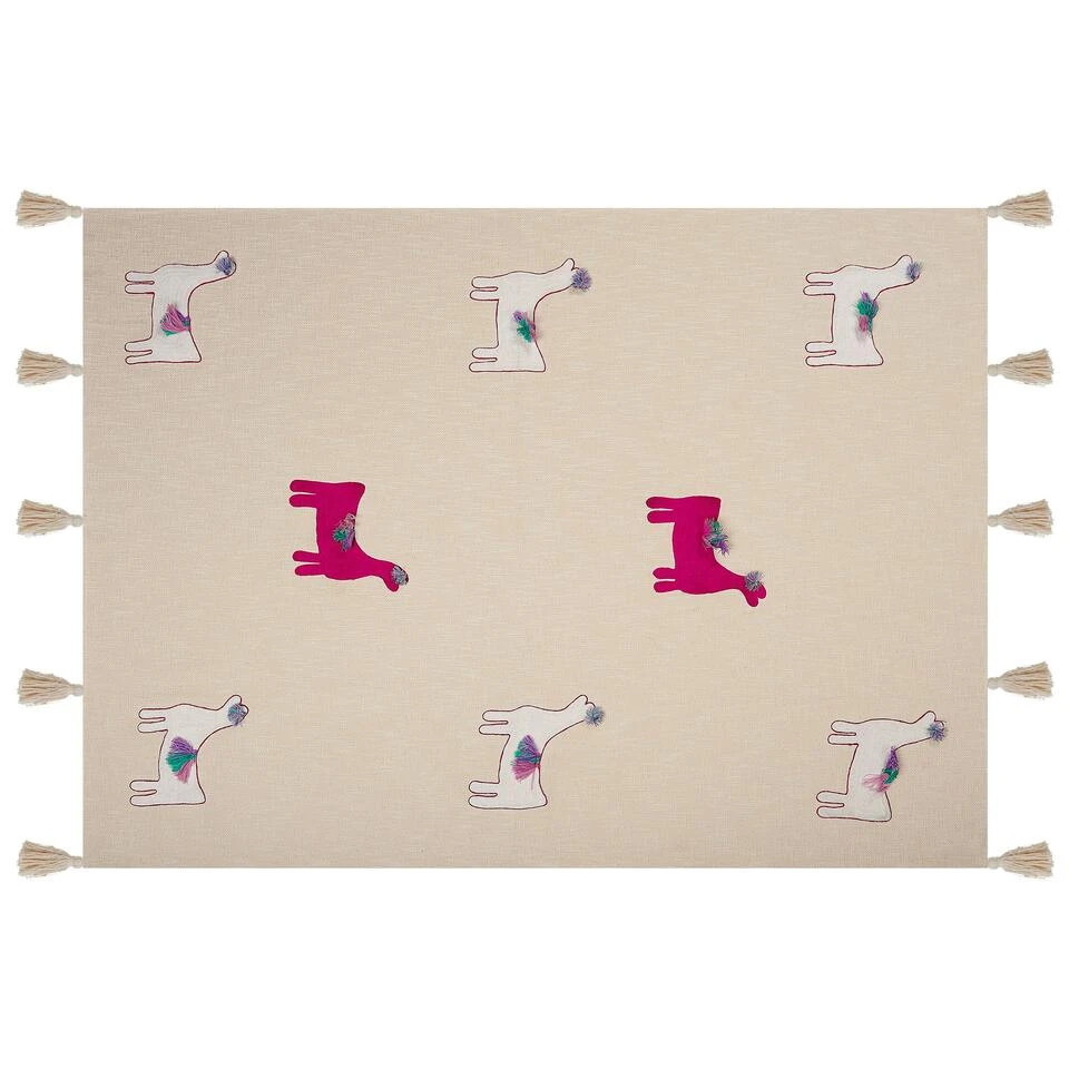 Beliani Plaid NANDYAL - Beige Katoen Beliani Plaid NANDYAL - Beige Katoen -Beliani 1000065182 0103