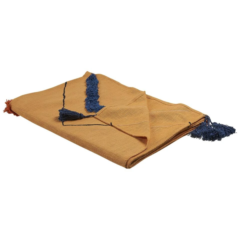 Beliani Plaid SHIMLA - Oranje Katoen Beliani Plaid SHIMLA - Oranje Katoen -Beliani 1000065193