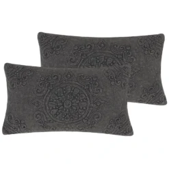 Beliani Sierkussen VELOOR - Grijs Katoen