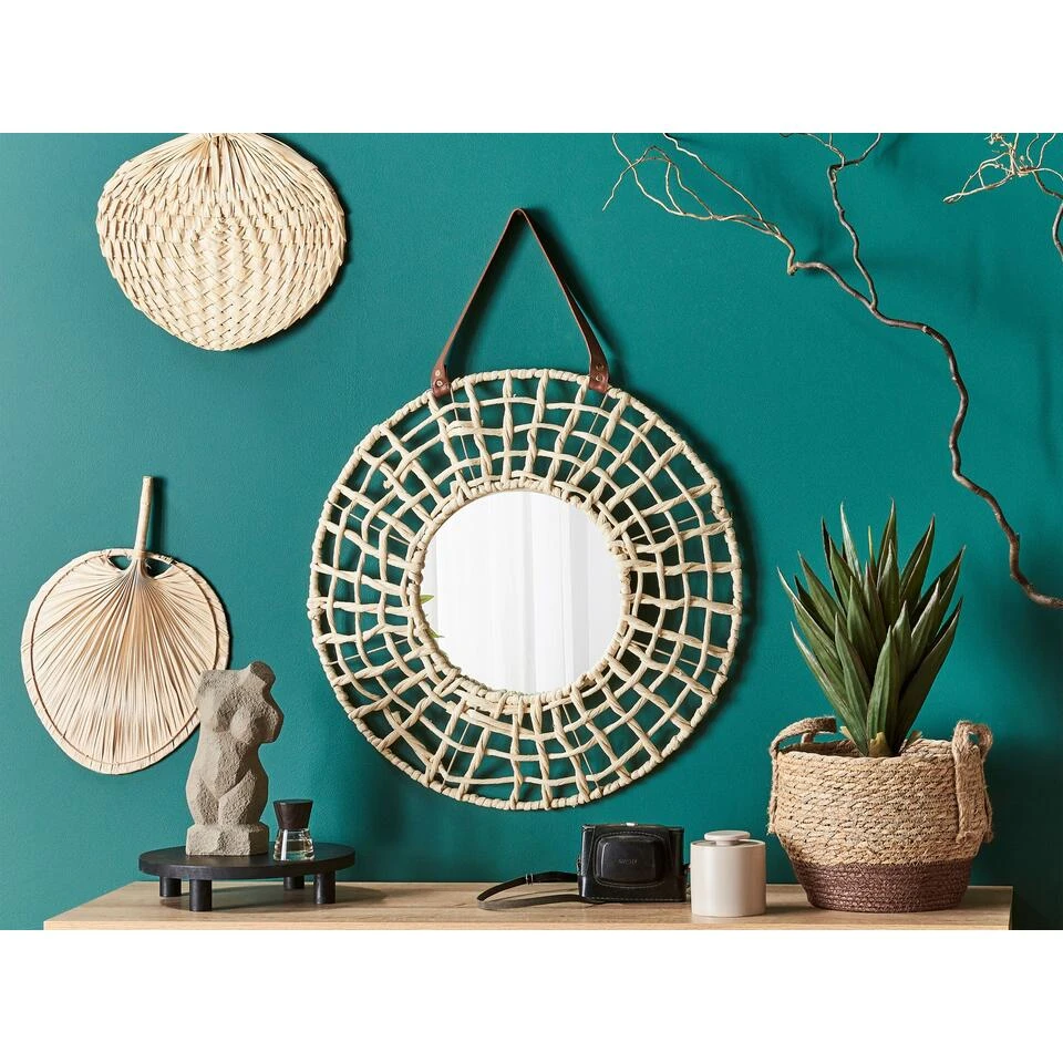 Beliani Wandspiegel PALACI - Natuurlijk Papier Touw Beliani Wandspiegel PALACI - Natuurlijk Papier Touw -Beliani 1000067863 0101