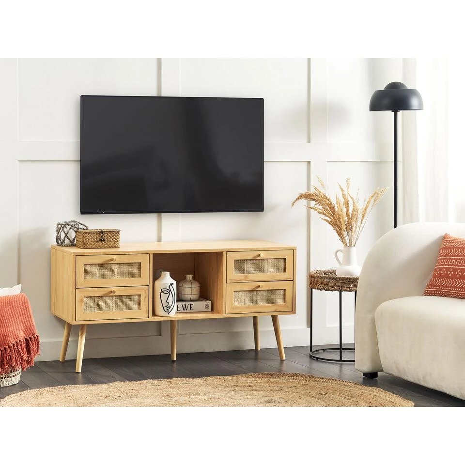 Beliani TV-kast PEROTE - Lichte Houtkleur Rotan Beliani TV-kast PEROTE - Lichte Houtkleur Rotan -Beliani 1000079636 0101