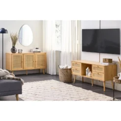 Beliani TV-kast PEROTE - Lichte Houtkleur Rotan 3 Beliani TV-kast PEROTE - Lichte Houtkleur Rotan -Beliani 1000079636 0103