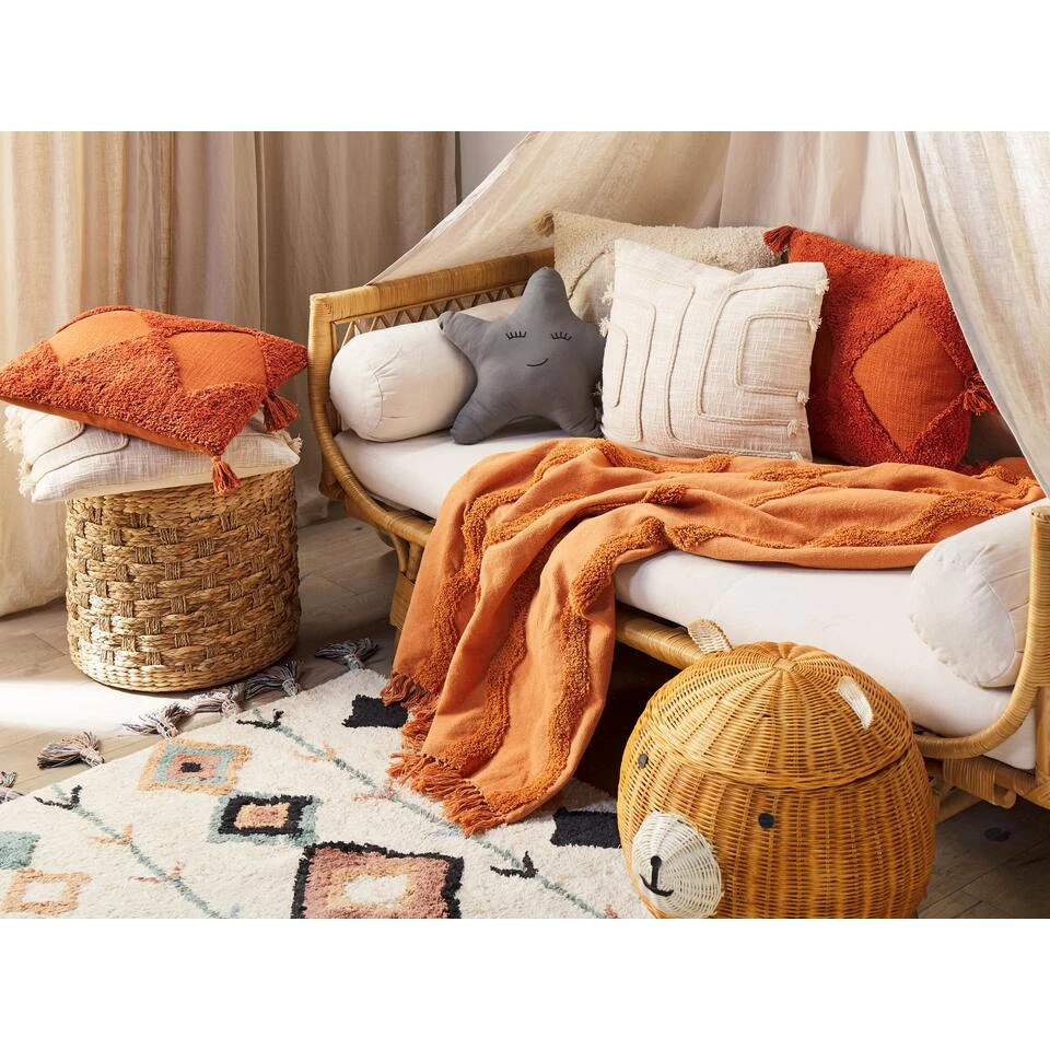 Beliani Plaid KHARI - Oranje Katoen Beliani Plaid KHARI - Oranje Katoen -Beliani 1000079701 0101