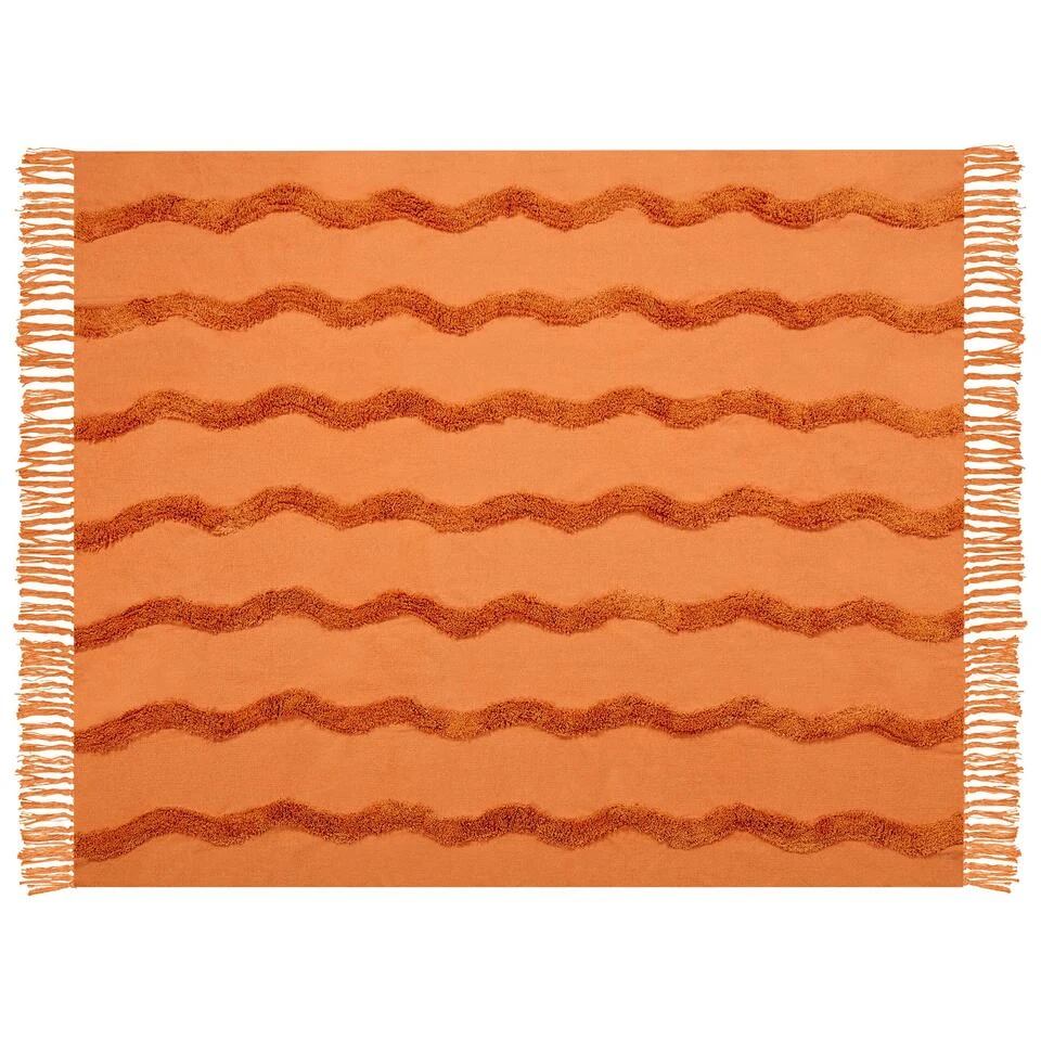 Beliani Plaid KHARI - Oranje Katoen Beliani Plaid KHARI - Oranje Katoen -Beliani 1000079701 0103