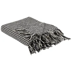 Beliani Plaid DAMEK - Zwart Katoen