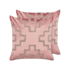 Beliani Sierkussen BAHIA - Roze Fluweel