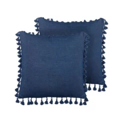 Beliani Sierkussen CARPINUS - Blauw Linnen