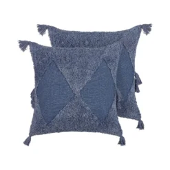 Beliani Sierkussen AVIUM - Blauw Katoen