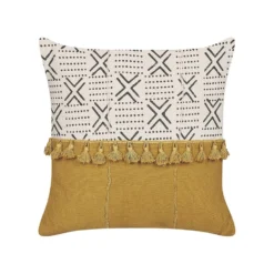 Beliani Sierkussen WOODI - Geel Katoen