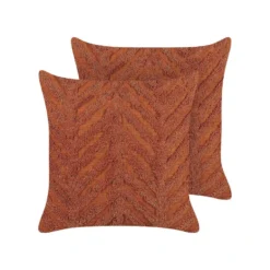 Beliani Sierkussen LEWISIA - Oranje Katoen