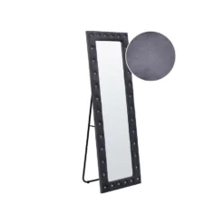 Beliani Staande Spiegel ANSOUIS - Grijs Fluweel