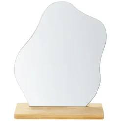 Beliani Decoratieve Spiegel LOZERE - Lichte Houtkleur Bamboehout, Glas