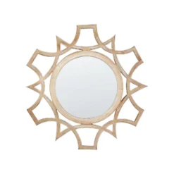 Beliani Decoratieve Spiegel ZAPOPAN - Lichte Houtkleur Mdf, Glas