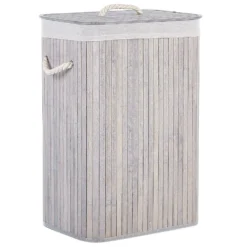 Beliani Mand KOMARI - Grijs Bamboehout