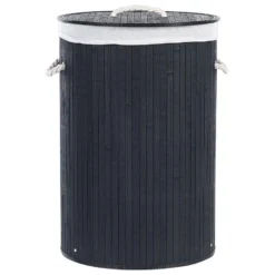 Beliani Mand SANNAR - Zwart Bamboehout