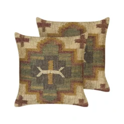 Beliani Sierkussen PULICAT - Multicolor Jute, Katoen, Wol