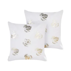 Beliani Sierkussen GOLDENROD - Wit Fluweel