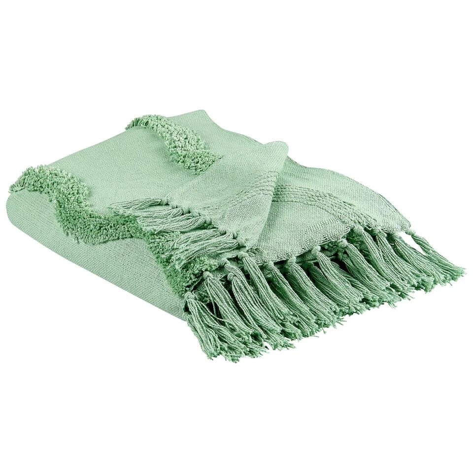 Beliani Plaid KHARI - Groen Katoen Beliani Plaid KHARI - Groen Katoen -Beliani 1000097719