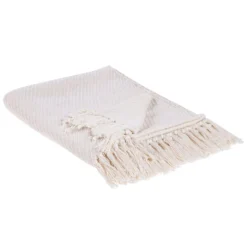 Beliani Plaid YARSA - Beige Katoen