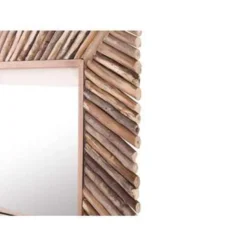 Beliani Wandspiegel KANAB - Lichte Houtkleur Hout