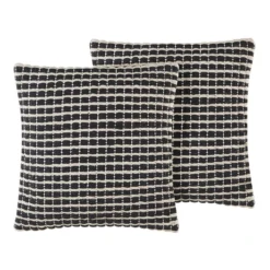 Beliani Sierkussen YONCALI - Zwart Katoen, Wol