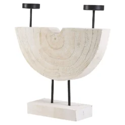 Beliani Kandelaar APANGO - Wit Paulowniahout