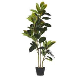 Beliani Kunstplant FICUS ELASTICA - Groen Synthetisch Materiaal