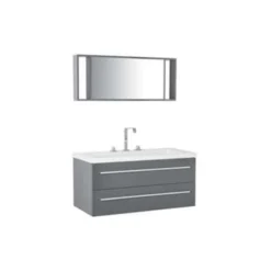 Beliani Badkamerkast Met Spiegel ALMERIA - Grijs Mdf -Beliani 1746930180 0102