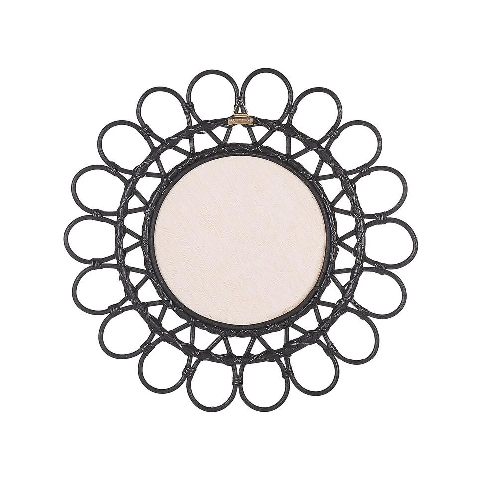 Beliani Wandspiegel BABAI - Zwart Rotan, Glas Beliani Wandspiegel BABAI - Zwart Rotan, Glas -Beliani 2abfba362af84c2d8bb398eaef91c379