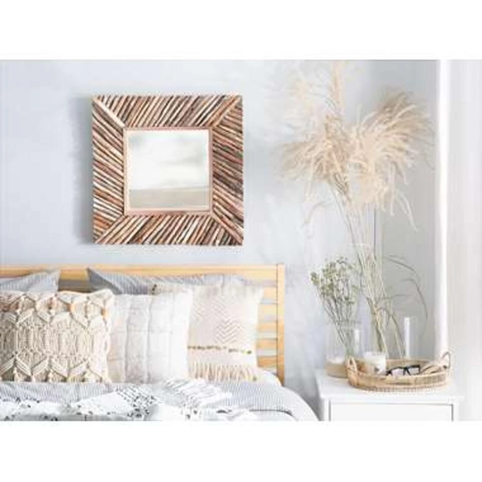 Beliani Wandspiegel KANAB - Lichte Houtkleur Hout Beliani Wandspiegel KANAB - Lichte Houtkleur Hout -Beliani 2ce1e255535640d8941dac6446edb527