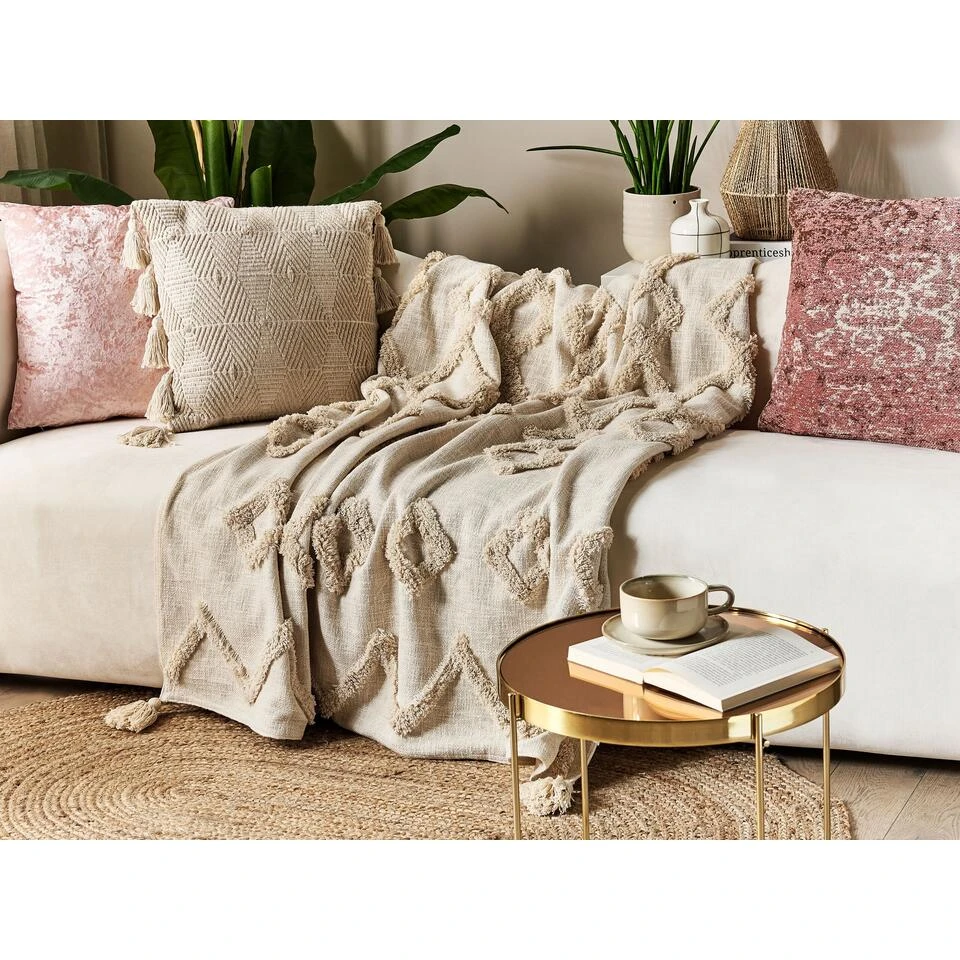 Beliani Plaid GUNA - Beige Katoen Beliani Plaid GUNA - Beige Katoen -Beliani 2e028e5c086b4711853db89e96306302