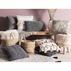 Beliani Sierkussen VELOOR - Grijs Katoen -Beliani 3009e7819c06454faa0499a516cab0ba