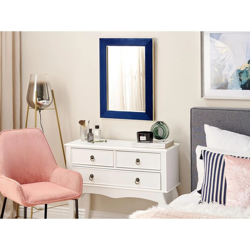 Beliani Wandspiegel LAUTREC - Blauw Fluweel Beliani Wandspiegel LAUTREC - Blauw Fluweel -Beliani 31674b7a8100464dbf07c5f68800a5a3