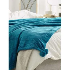 Beliani Plaid SAITLER - Blauw Polyester -Beliani 51892680ae984b7099ac9f27b647799d