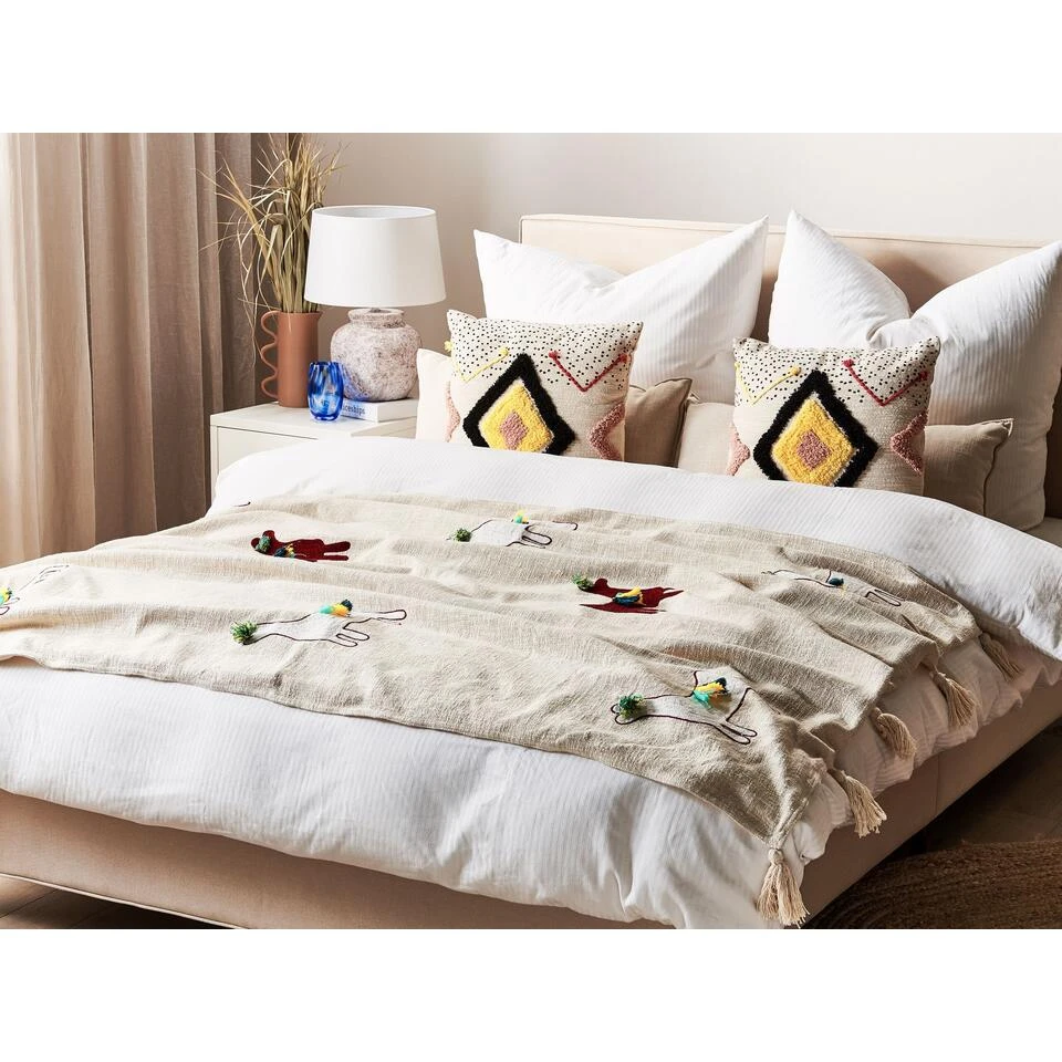 Beliani Plaid DEOGHAR - Beige Katoen Beliani Plaid DEOGHAR - Beige Katoen -Beliani 5acdcea346e949cba64ec4f6bf5ff527