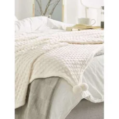 Beliani Plaid SAMUR - Wit Polyester -Beliani 5eb4ad7b87894fd1b22804e3359a0e3b