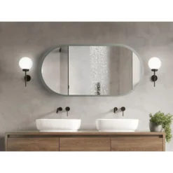 Beliani Badkamerspiegel CHATEAUROUX - Zilver Glas -Beliani 83e7bfc066e04effacdb988d1ec9fc3e