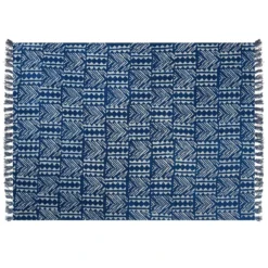 Beliani Plaid SHIVPURI - Blauw Katoen -Beliani 847d74a8a66843cbbf748ee17cf24cb5